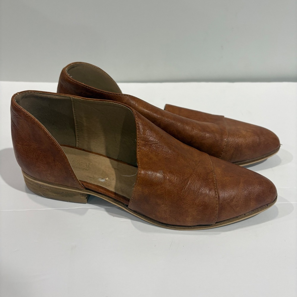 Catherine Malandrino Women's Camel Brown dOrsay Pointed Toe Side Cut Flats Sz 8